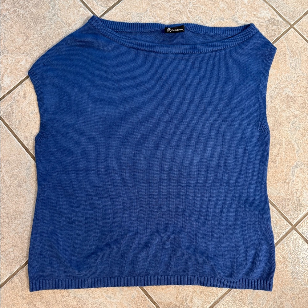 Blue Sleeveless Knit Top